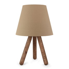 Opviq Lámpara de Mesa AYD-1968, Madera de Haya y Tela PVC, Marrón y Nogal, 22 x 33 cm